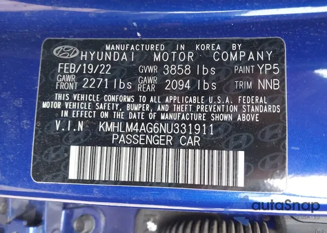 2022 Hyundai Elantra Sel from USA, damaged, VIN KMHLM4AG6NU331911